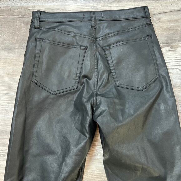 NWT Abercrombie Coated Black Straight Leg Jeans 31 12R Ultra High Rise - Picture 5 of 8
